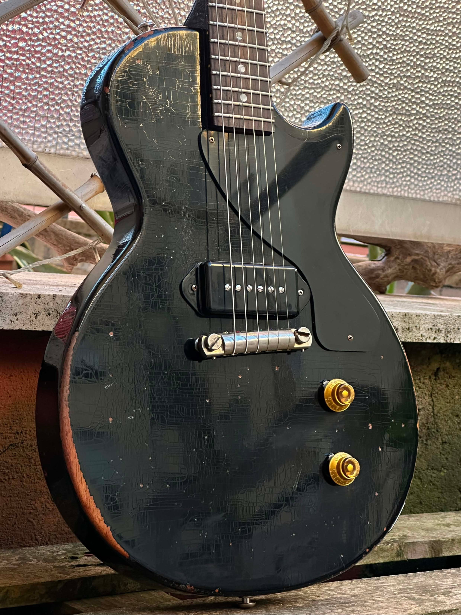 Black Gibson 1957 Les Paul Junior Reissue Murphy Lab Heavy Aged